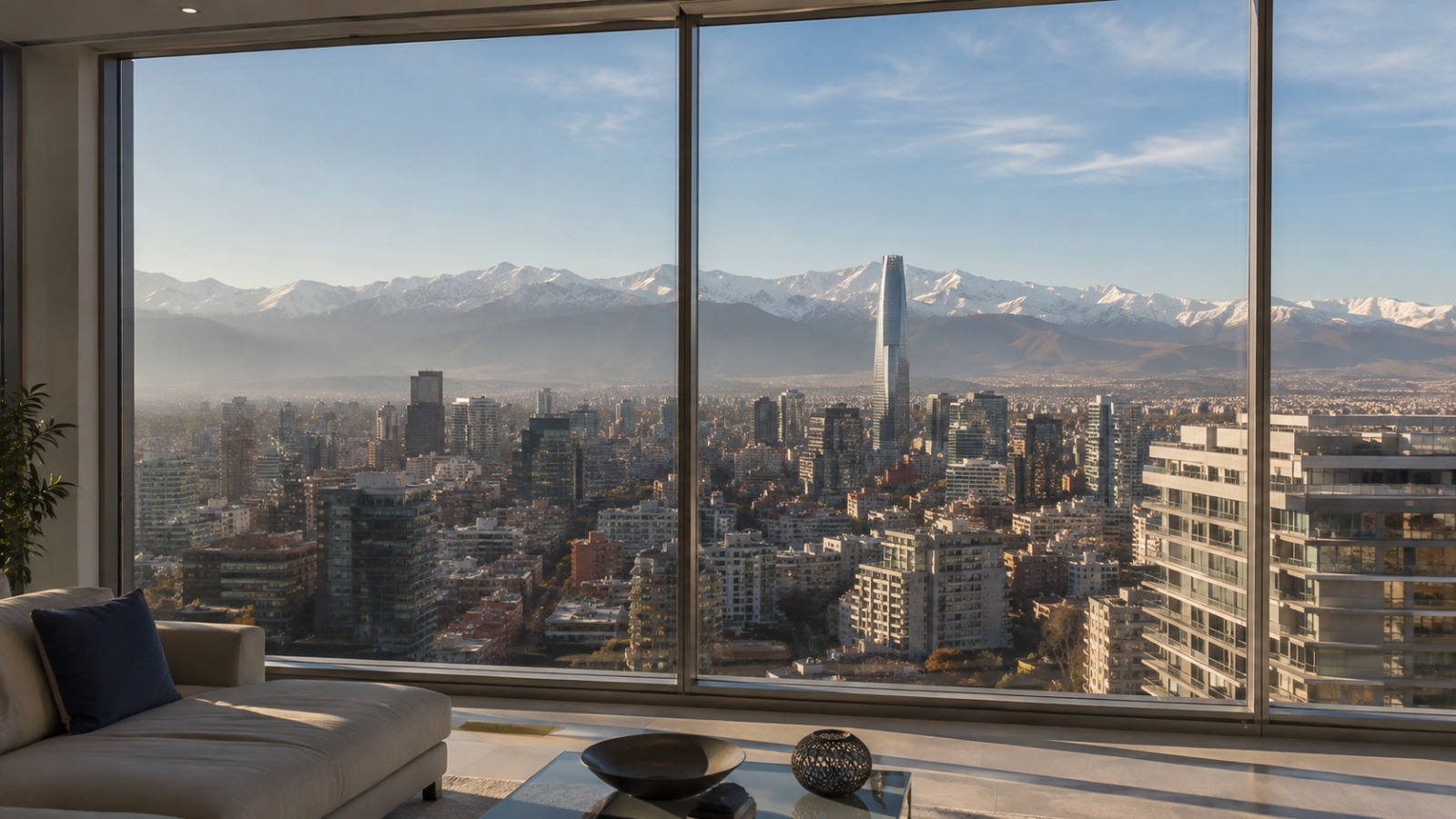 Vista de Santiago de Chile desde un departamento moderno